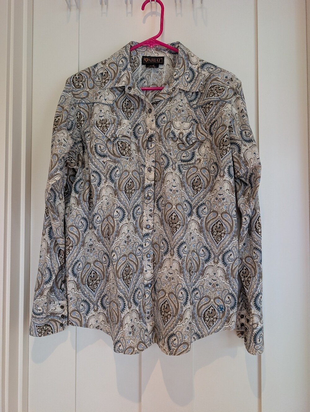 Ariat Button Down Long Sleeve Karla Shirt Glacier Blue - Paisley